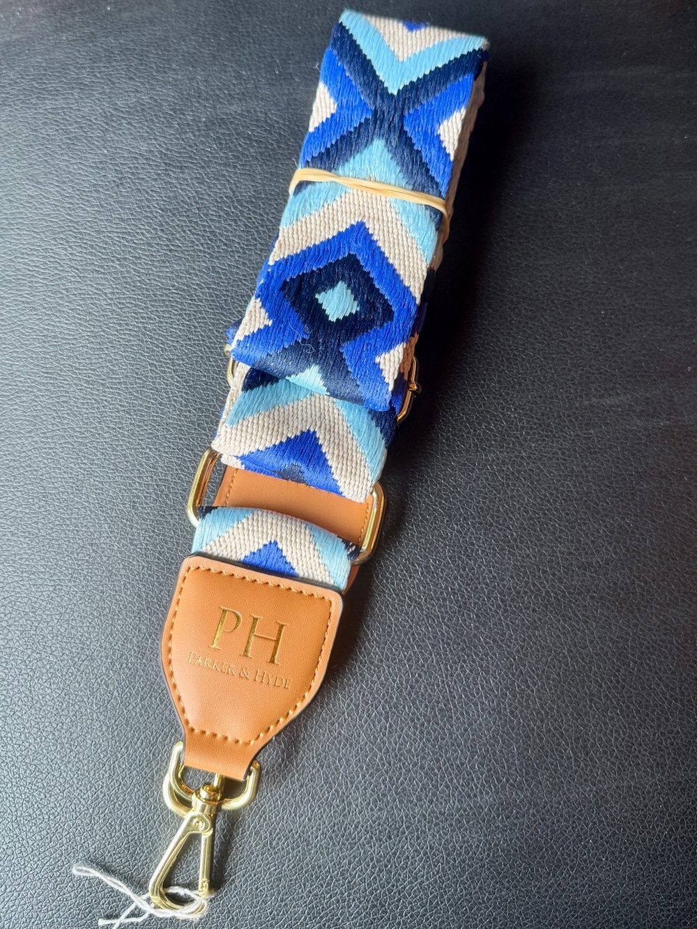 PH Parker & Hyde Blue Geometric Adjustable Messenger Bag Strap